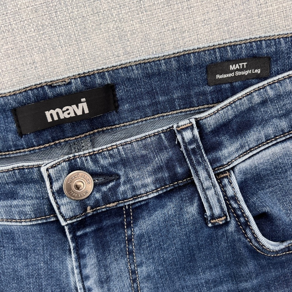 Mavi Matt Relaxed Straight Leg Jeans Men 36x31 Blue Stretch Denim Casual Norm - Picture 4 of 12